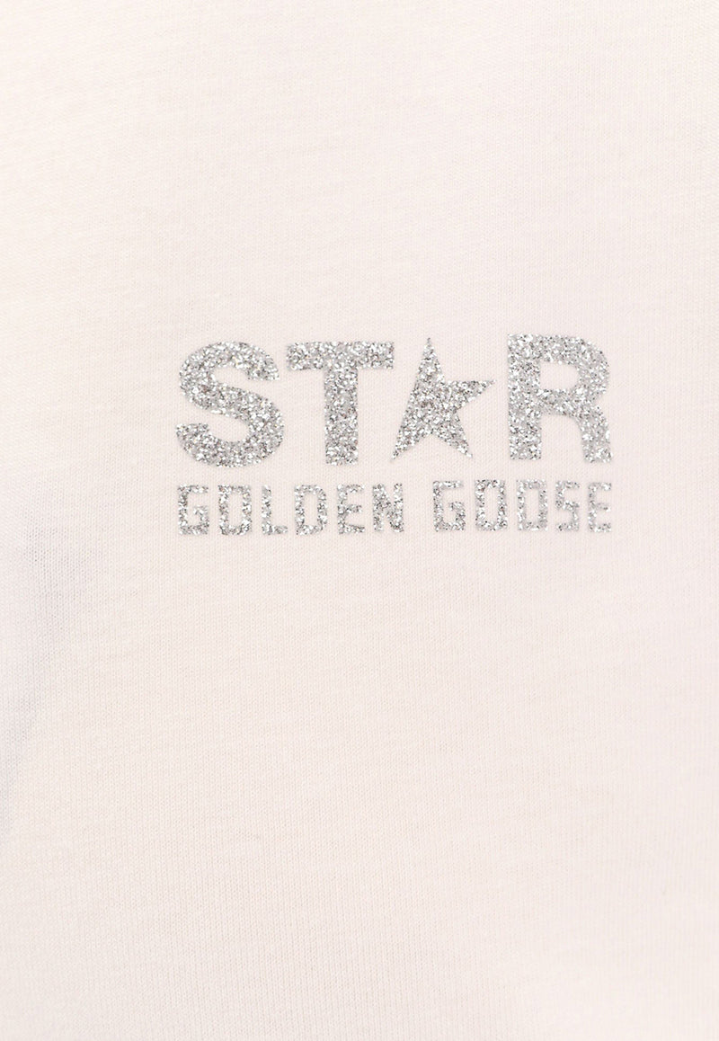 Golden Goose DB Glittered Logo Print T-shirt White GWP01220P000880_80185