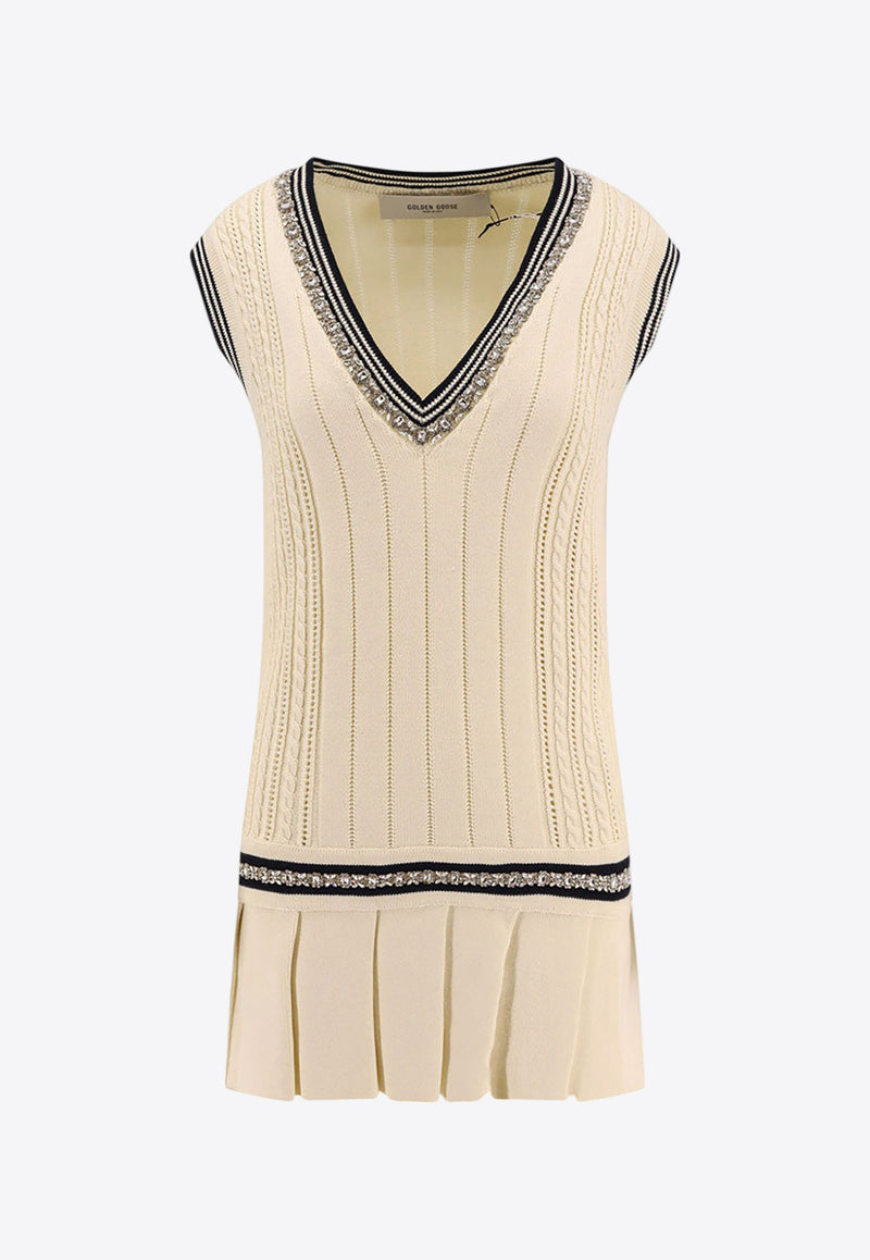 Golden Goose DB Varsity Marjory V-neck Mini Dress Off-white GWP02119P001912_11782