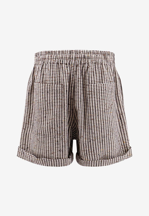 Bottega Veneta Check Viscose Shorts Brown 816886V4YF0_9133