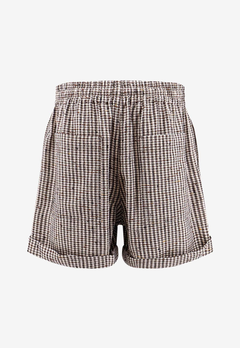 Bottega Veneta Check Viscose Shorts Brown 816886V4YF0_9133