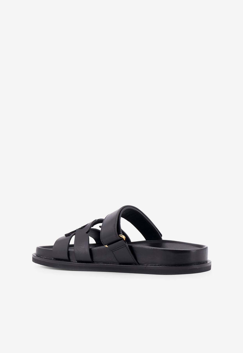 Tory Burch Ines Monogram Leather Slides Black 161636_006