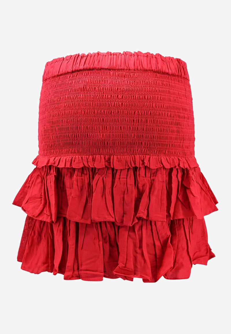 Isabel Marant Etoile Naomi Ruffled Mini Skirt Red JU0022FCB3J04E_70RD