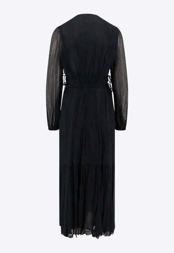 Marant Etoile Amara V-neck Maxi Dress Black RO0668FAC1J07E_01BK