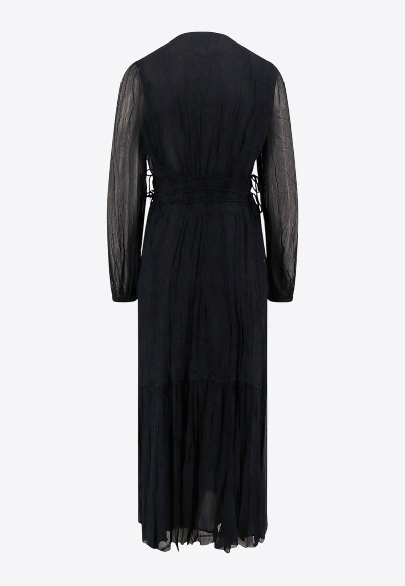 Marant Etoile Amara V-neck Maxi Dress Black RO0668FAC1J07E_01BK