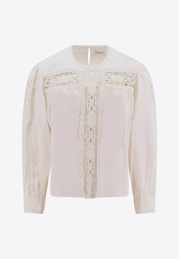 Marant Etoile Valmira Embroidered Top White HT0581FAC1J14E_20WH