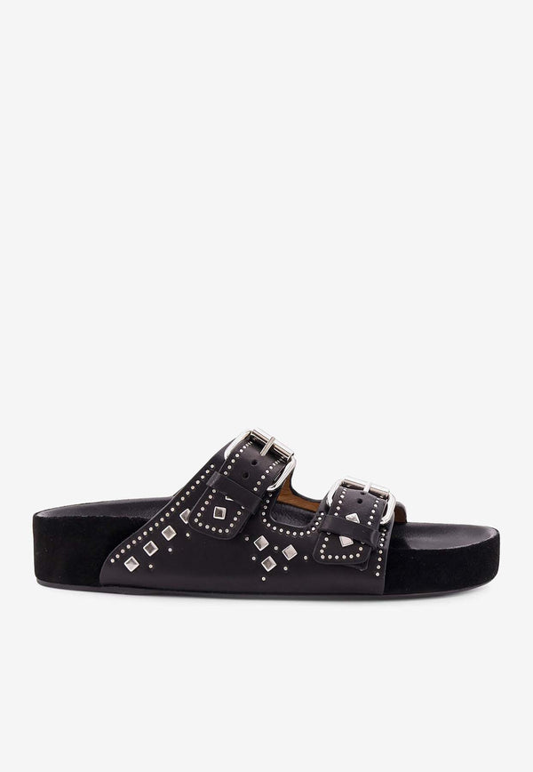 Isabel Marant Lennyo Studded Leather Slides Black SD0118FAC1B04S_01BK