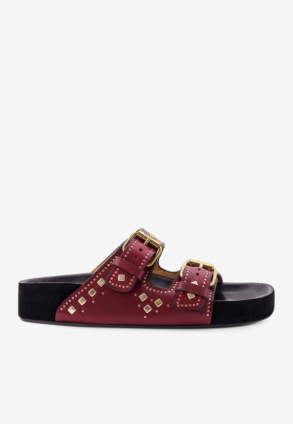 Isabel Marant Lennyo Studded Leather Sandals Burgundy SD0118FAC1B04S_80BY