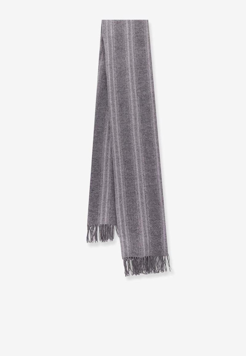 Brunello Cucinelli Fringed Cashmere-Blend Scarf Gray MSCDAGW32_CWZ18