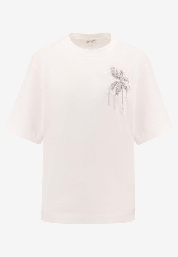 Brunello Cucinelli Flower Crest T-shirt White M0T81HR710_C6159