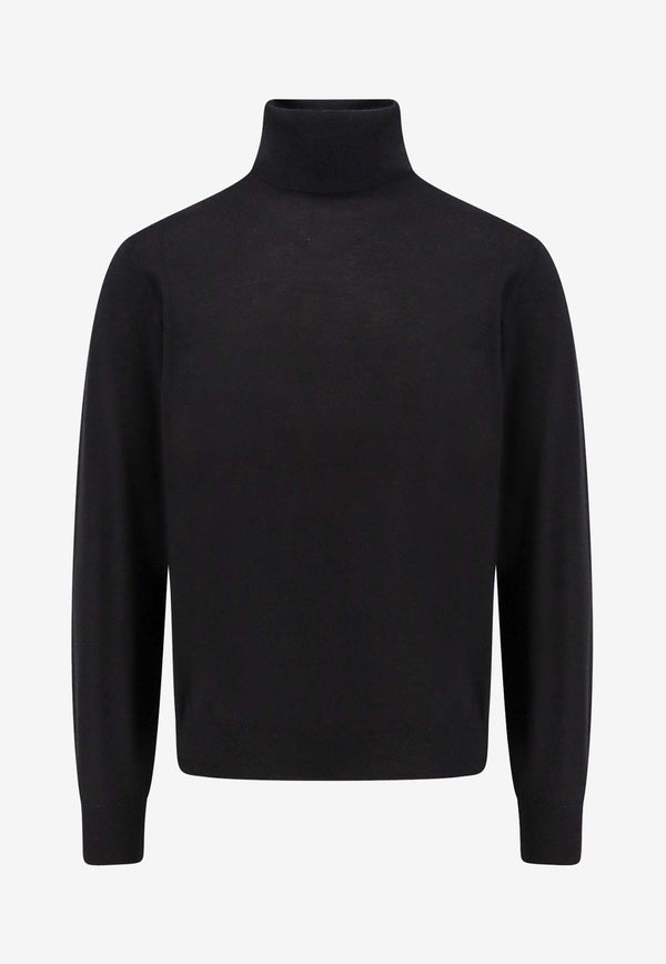 Brunello Cucinelli Cashmere and Silk Turtleneck Sweater Black M2300103_CH101