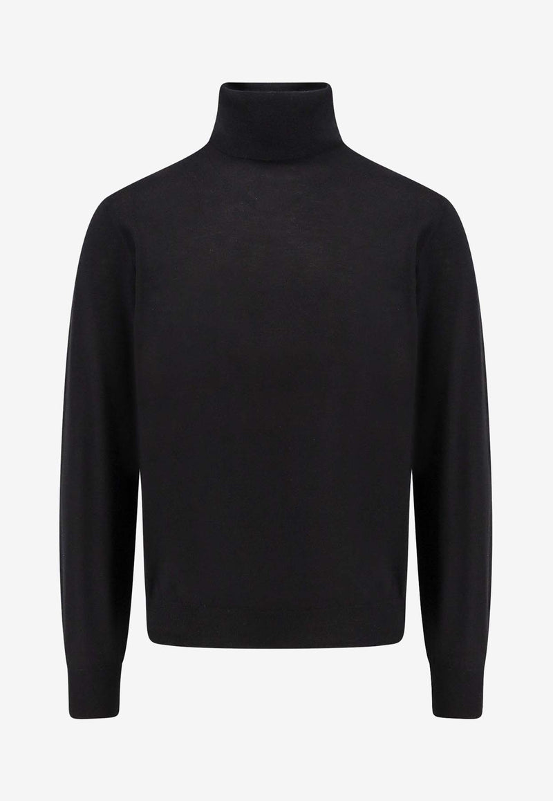 Brunello Cucinelli Cashmere and Silk Turtleneck Sweater Black M2300103_CH101