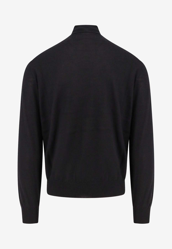 Brunello Cucinelli Cashmere and Silk Turtleneck Sweater Black M2300103_CH101