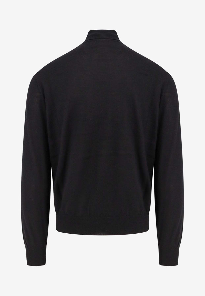 Brunello Cucinelli Cashmere and Silk Turtleneck Sweater Black M2300103_CH101