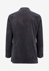 Brunello Cucinelli Corduroy Double-Breasted Blazer Gray MY4767BBDK_C033