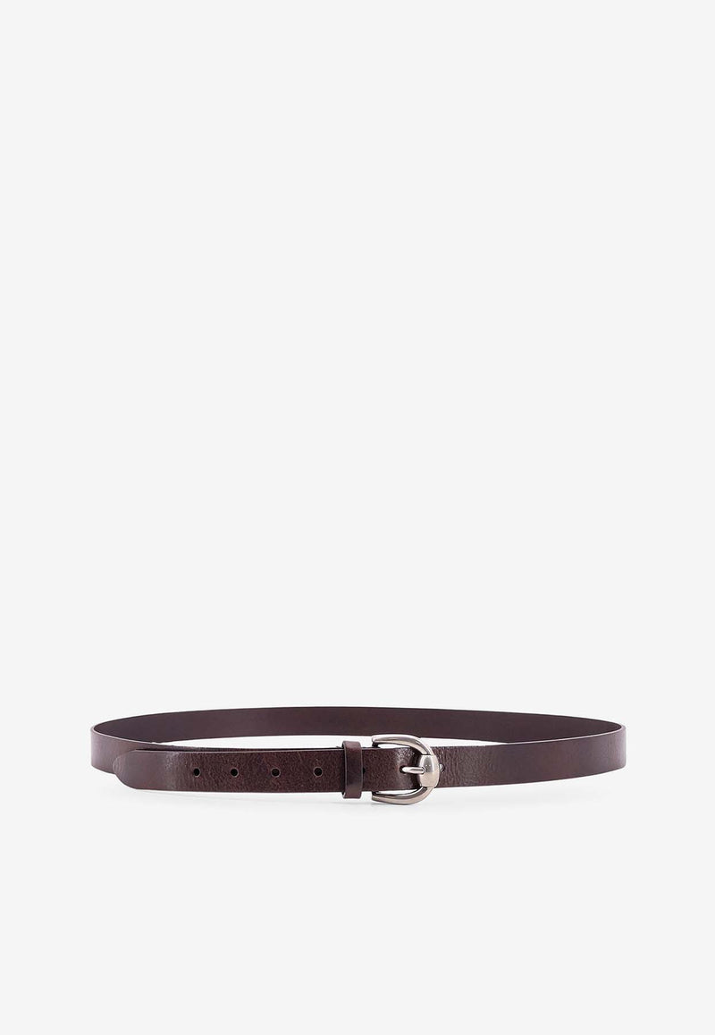 Brunello Cucinelli Essential Leather Belt Brown MAUDU265_C5497