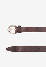 Brunello Cucinelli Essential Leather Belt Brown MAUDU265_C5497