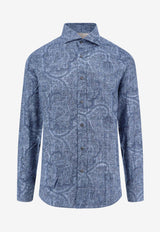 Brunello Cucinelli Paisley Jacquard Long-Sleeved Shirt  Blue MY6181718_C001