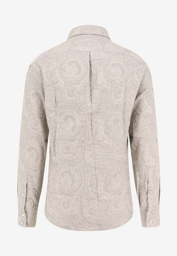 Brunello Cucinelli Paisley Motif Long-Sleeved Shirt White MY6201718_C011