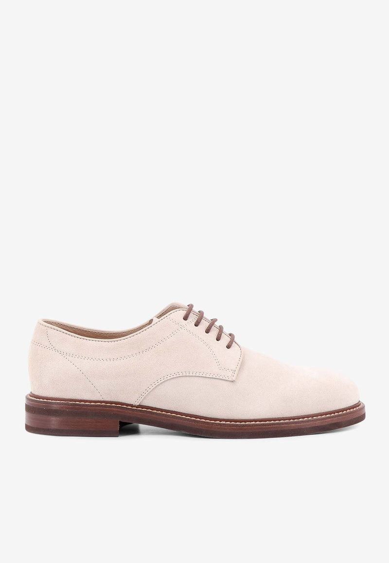 Brunello Cucinelli Suede Derby Shoes Oat MZUNICK771_C8291