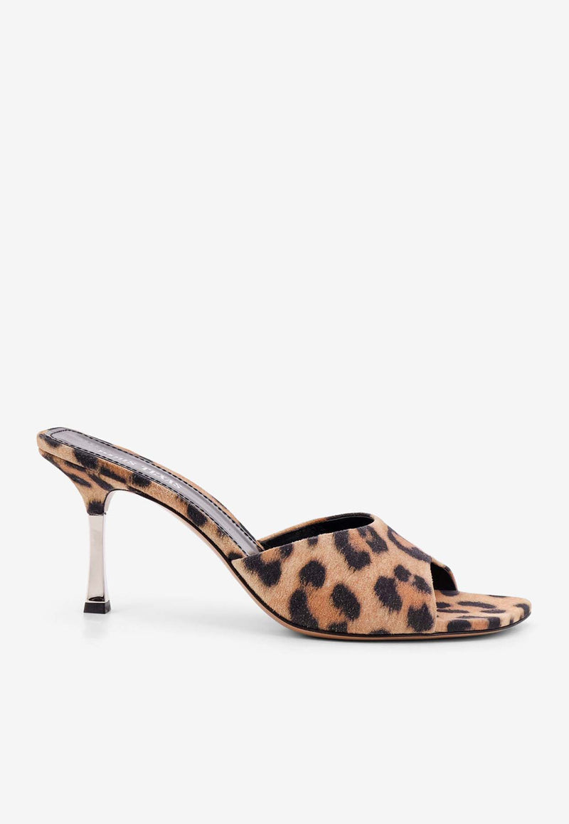 Paris Texas Lorena 75 Leopard Print Suede Mules Brown PX1525XSALP_LEOPARD