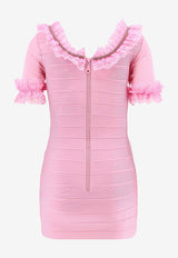 Self-Portrait Ruffle-Trimmed Mini Dress Pink CK004SP_PINK