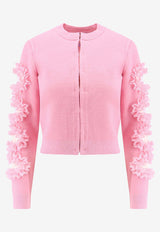 Self-Portrait Lace-Trimmed Cut-Out Cardigan Pink CK015CP_PINK