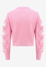 Self-Portrait Lace-Trimmed Cut-Out Cardigan Pink CK015CP_PINK