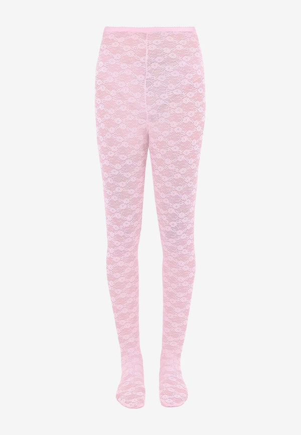 Self-Portrait Floral Lace Tights Pink CK025PP_PINK