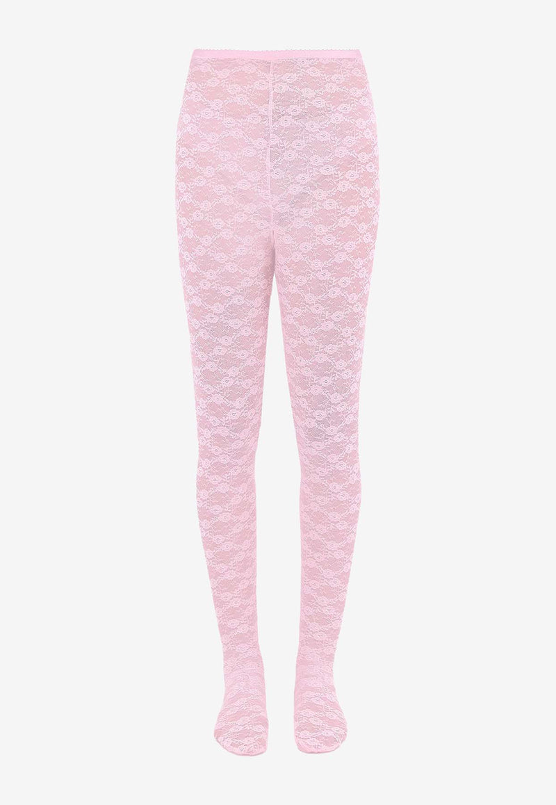 Self-Portrait Floral Lace Tights Pink CK025PP_PINK