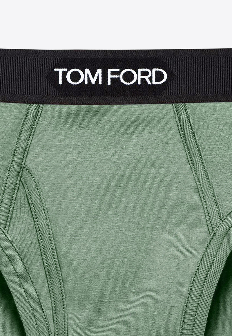 Tom Ford Logo Waistband Stretch Briefs Green T4LC11040_332