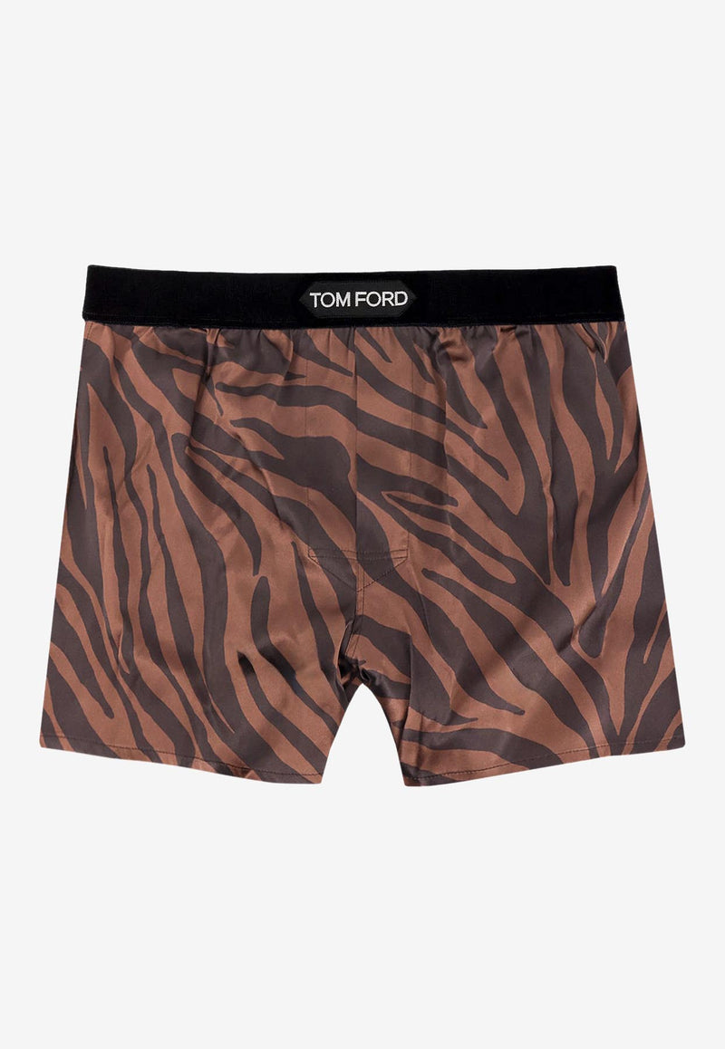 Tom Ford Animal Print Silk Boxer Brown T4LE41690_219