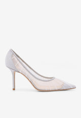 Jimmy Choo Love 85 Glittered Mesh Pumps Silver LOVE85TFG_IVORY