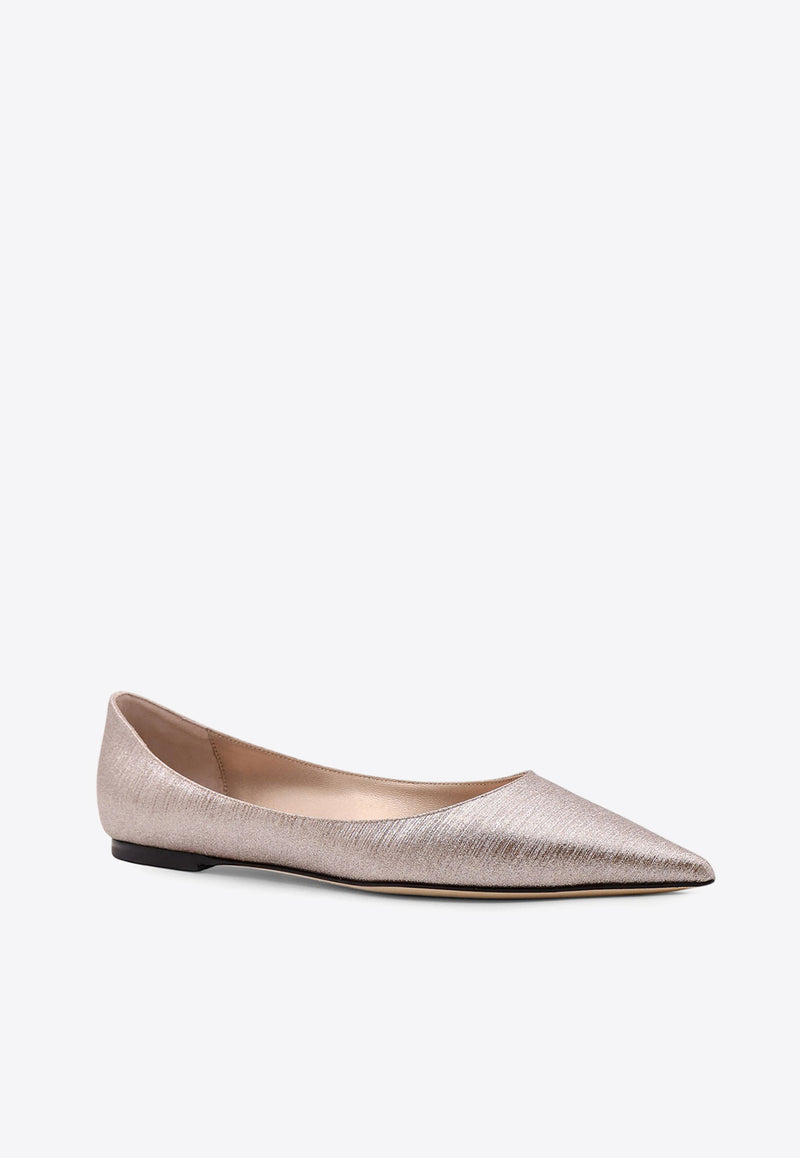 Jimmy Choo Love Glittered Ballet Flats Champagne LOVEFLATIGQ_MACARON