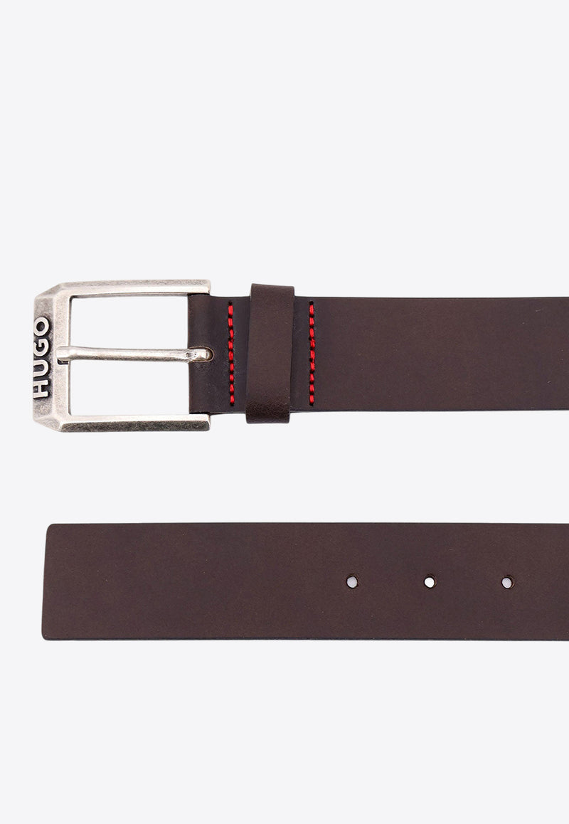 Hugo Boss Logo Plaque Leather Belt Brown 50480441_202