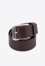 Hugo Boss Logo Plaque Leather Belt Brown 50480441_202