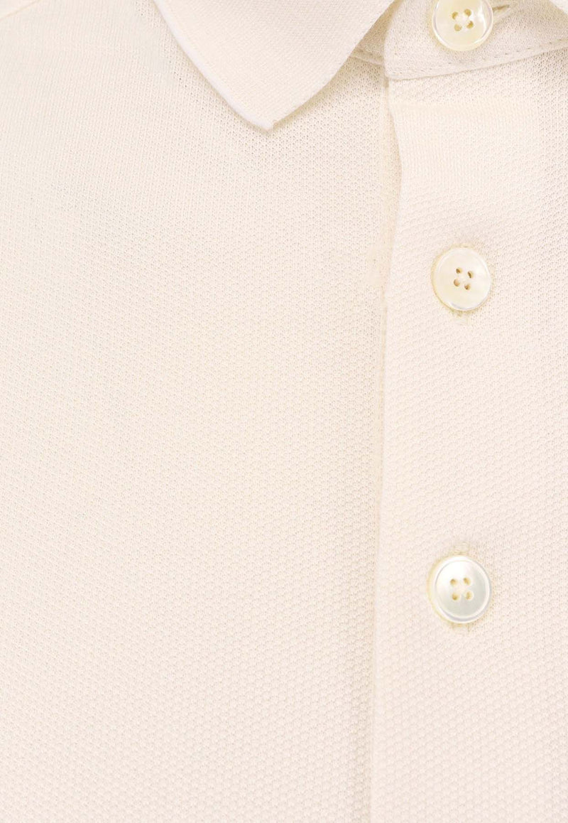 ZEGNA Short-Sleeved Polo T-shirt Cream UF341A9F786_N01