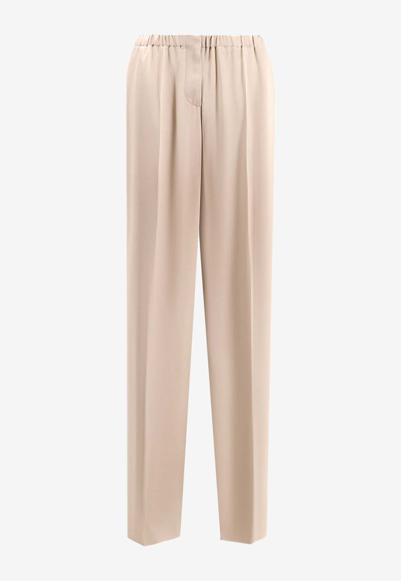 Giorgio Armani Tailored Silk Straight Pants Beige GW000643TE10101_U8048