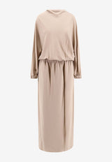 Giorgio Armani Silk Long-Sleeved Midi Dress Beige GW000677TE10814_U8048