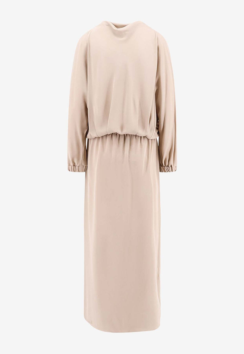 Giorgio Armani Silk Long-Sleeved Midi Dress Beige GW000677TE10814_U8048