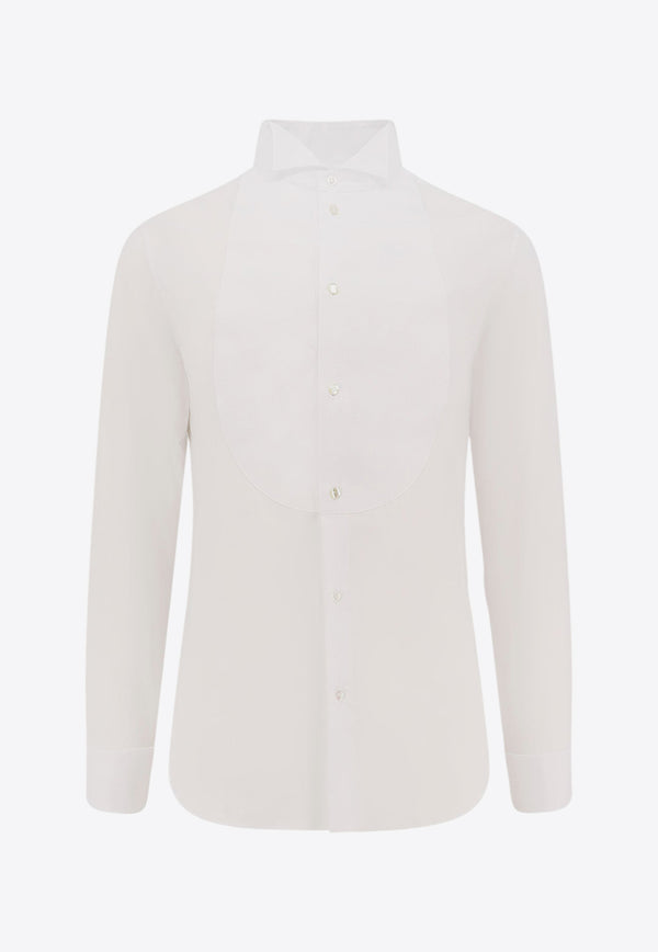 Giorgio Armani Plastron Button-Up Long-Sleeved Shirt White GM000476TE10075_U0002