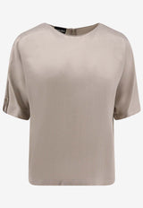 Giorgio Armani Crewneck Satin Blouse Gray GW000790TE13750_U8003