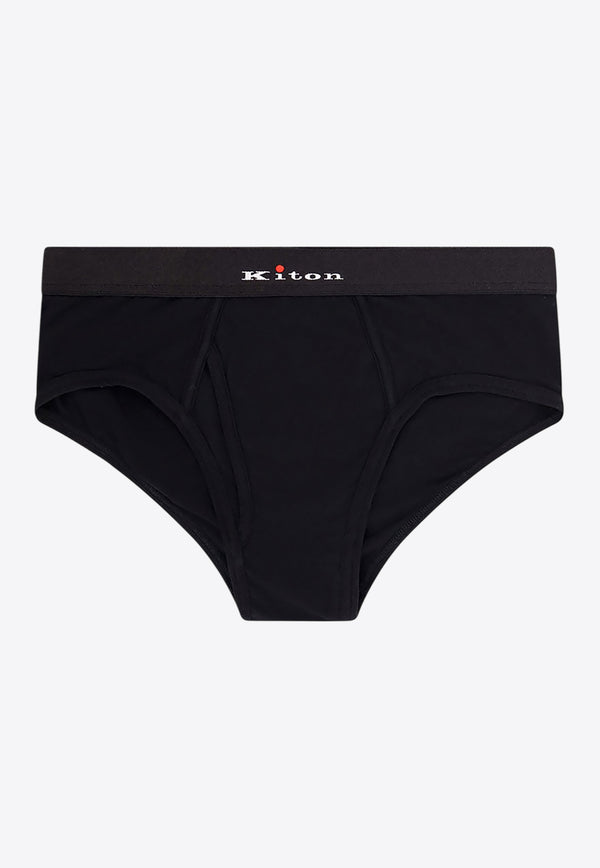 Kiton Ciro Paone Logo Waistband Briefs Black UNWBX15K0701F_02