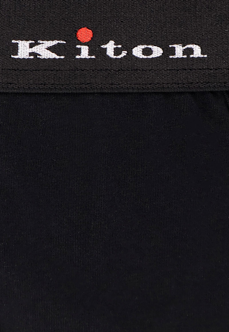 Kiton Ciro Paone Logo Waistband Briefs Black UNWBX15K0701F_02