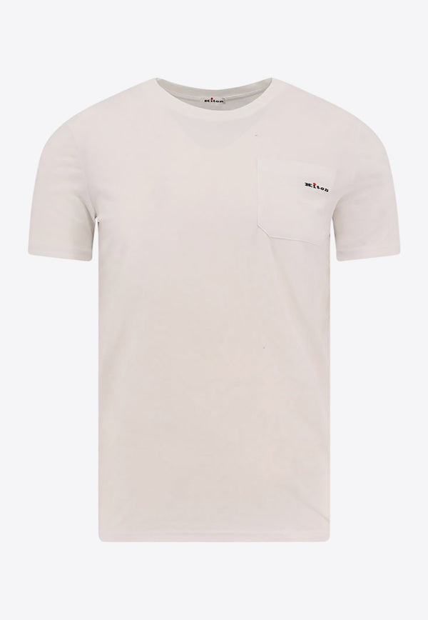 Kiton Ciro Paone Logo Embroidered Crewneck T-shirt White UNWM013K0702F_01