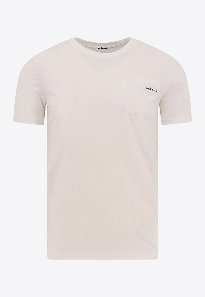 Kiton Ciro Paone Logo Embroidered Crewneck T-shirt White UNWM013K0702F_01