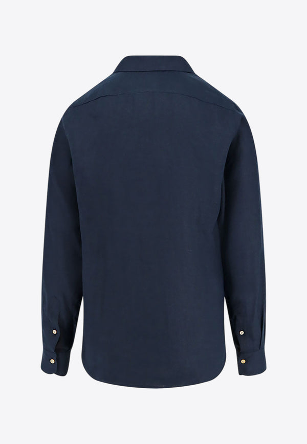 Kiton Ciro Paone Long-Sleeved Basic Shirt Blue UCWMH09286_17