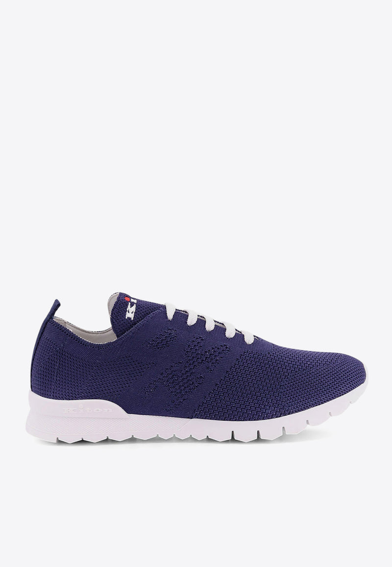 Kiton Ciro Paone Monogram Stretch Knit Sneakers Blue USSA081N00819_03