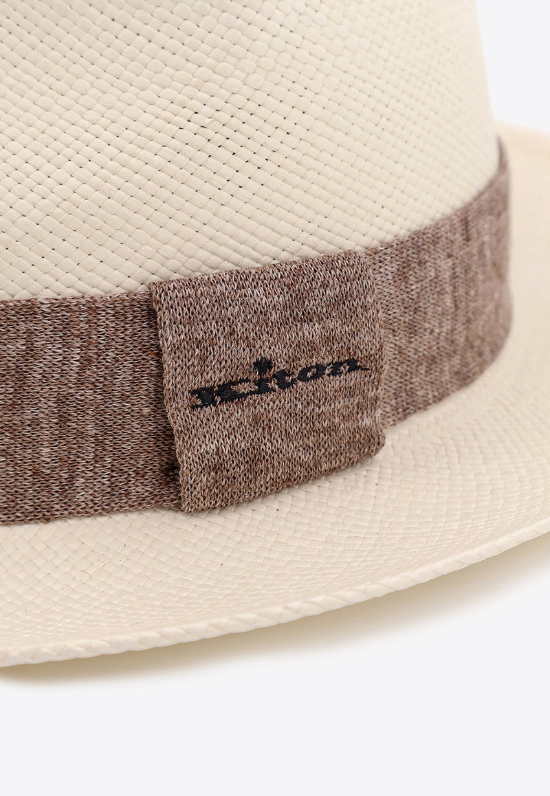 Kiton Ciro Paone Logo Embroidered Straw Hat White UCAPP71K0732F_05