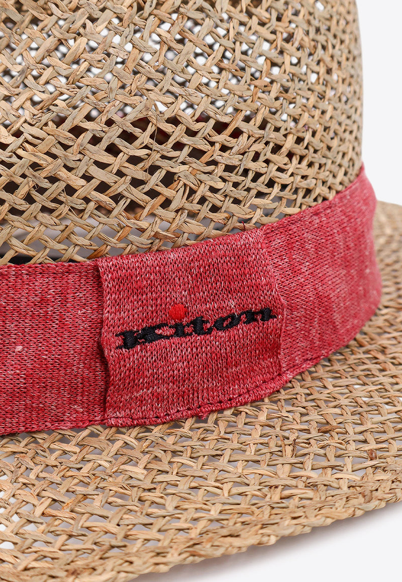 Kiton Ciro Paone Logo Embroidered Straw Hat Beige UCAPP72K0731F_04