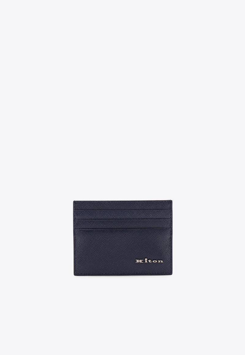 Kiton Ciro Paone Logo Plaque Leather Cardholder Blue UPEA010N01228_02